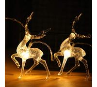 Surakey Rideau Lumineux, Guirlande Lumineuse 20 LED Rennes de Noël Blanc Chaud à Piles, Guirlande déclairage de Cerf de Noël, Décoration Intérieur et Extérieur pour Noël, Fenêtre, Jardin