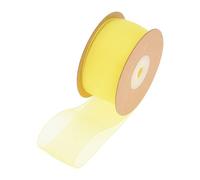 Surakey Ruban en Organza Jaune 25 Yards Ruban de Tulle Transparent Double Face Ruban Mariage Bleu Ruban de Soie Ruban Décoratif pour Mariage, Carte, Boîte d'emballage, Bouquet, Crafts