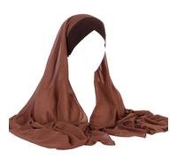 Surakey Turbans Musulmans Femme Hijab Mousseline de Soie Opaque Femme Musulmane Voilée Léger Front Croisé Stretch Bonnet Turban Châle Islamique pour Femmes Ramadan Cadeaux 180 x 75 cm Café