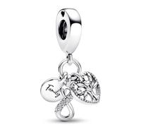 SURALIN 1PCS CharmsPendentif Famille Infini Triple Charme Arbre Généalogique, Bracelet Collier Saint Valentin Fête des Mères, pour Européen Bracelets