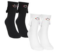 SURALIN 2 Paires de Chaussettes Magnétiques Unisexes Chaussettes Drôle Cadeau Amusant Anniversaire Mari Femme Ami Partenaire de Famille Couple Unisexe
