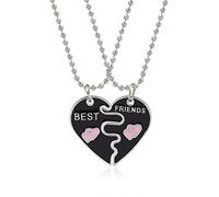 SURALIN 2 Pièces Collier D'amitié BFF pour 2 Filles Meilleurs Amis (Noir)