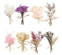 SURALIN Lot de 8 Petits Bouquets de Fleurs Séchées, Petite Taille, Petit Bouquet Fleurs Séchées, Mini Fleurs Séchées Adapté aux fêtes d'anniversaire Mariages
