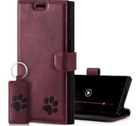 SURAZO Étui de Protection à Rabat en Cuir véritable pour Samsung Galaxy S24 Ultra 5G - avec Motif de Patte - RFID - avec Aimant, Fonction Support et Compartiment pour Cartes - Bordeaux