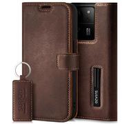 SURAZO Étui de Protection à Rabat en Cuir véritable pour Xiaomi 13T Pro et 13T 5G - avec Aimant, Compartiment pour Cartes, Protection RFID, Fonction Support - Marron Noyer