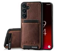 SURAZO Étui de Protection arrière en Cuir véritable de qualité supérieure pour Samsung Galaxy A55 - Étui de Protection en Cuir résistant aux Chocs - avec Compartiment pour Cartes, Fonction Support,
