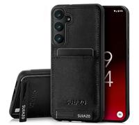 SURAZO Étui de Protection arrière en Cuir véritable de qualité supérieure pour Samsung Galaxy A55 - Étui de Protection en Cuir résistant aux Chocs avec Compartiment pour Cartes, Fonction Support,