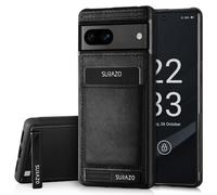 SURAZO Étui de Protection arrière en Cuir véritable pour Google Pixel 8 - Anti-Chocs - avec Compartiment pour Cartes, Fonction Support, Porte-clés - Vintage - Noir Costa