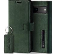 SURAZO Étui de Protection de qualité supérieure en Cuir véritable pour Google Pixel 7A 5G [avec Aimant, Compartiment pour Cartes, Protection RFID] à Rabat en Cuir (Vert foncé)
