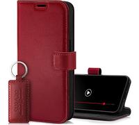 SURAZO Étui de Protection en Cuir véritable de qualité supérieure pour Samsung Galaxy A54 [Aimant, Compartiment pour Cartes, Protection RFID, Fonction Support] Étui à Rabat en Cuir (Rouge Costa)