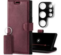 SURAZO Étui de Protection en Cuir véritable de qualité supérieure pour Samsung Galaxy S25 Ultra - avec Protection de l'appareil Photo et Support - avec Compartiment pour Cartes - Protection RFID -
