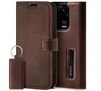 SURAZO Étui de Protection en Cuir véritable pour Redmi Note 13 Pro Plus 5G, Rabat, magnétique, Compartiment pour Cartes, Protection RFID, Fonction Support, à Rabat, en Cuir véritable, Marron Noyer