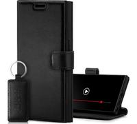 SURAZO Étui de Protection en Cuir véritable pour Samsung Galaxy S24 Ultra - Rabat - avec Aimant, Compartiment pour Cartes, Protection RFID, Fonction Support - Étui à Rabat en Cuir - Noir