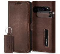 SURAZO Étui de Protection Fin magnétique pour Google Pixel 9 Pro - en Cuir véritable - Pliable - avec Compartiment pour Cartes, Protection RFID, Protection de l'appareil Photo - Étui à Rabat en Cuir