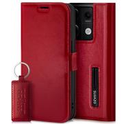 SURAZO Étui de Protection Fin magnétique pour Redmi Note 13 Pro 5G - en Cuir véritable - avec Compartiment pour Cartes - Protection RFID - À Rabat - en Cuir véritable - Rouge Costa