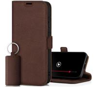 SURAZO Étui de Protection Fin magnétique pour Samsung Galaxy S24 FE - en Cuir véritable - avec Compartiment pour Cartes - Protection RFID - À Rabat - en Cuir véritable (Marron Supreme Marron)