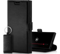 SURAZO Étui de Protection Fin magnétique pour Samsung Galaxy S24 Ultra - en Cuir véritable - avec Compartiment pour Cartes, Protection RFID, Porte-clés - Étui à Rabat en Cuir (Dakota Noir)
