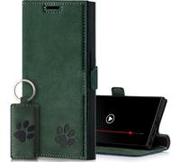 SURAZO Étui de Protection Fin magnétique pour Samsung Galaxy S24 Ultra - en Cuir véritable - Motif Pattes - Étui de Protection à Rabat RFID - Fonction Support - Compartiment pour Cartes - en Cuir -