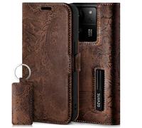 SURAZO Étui de protection fin magnétique pour Xiaomi 13T Pro et 13T 5G - En cuir véritable - Pliable - Avec compartiment pour cartes, protection RFID, motif floral - Étui de protection à rabat en cuir