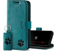 SURAZO Étui de Protection Portefeuille pour Samsung Galaxy S23 FE - Cuir Véritable avec Motif Patte - Rabat RFID [Aimant, Fonction Support, Compartiment pour Cartes]