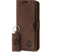 SURAZO Étui de protection pour OnePlus 10 Pro Étui de protection en cuir véritable de qualité supérieure avec motif Étui à rabat vintage [fonction support, compartiment pour cartes, anneau