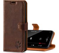 SURAZO Étui de protection pour Oppo Reno 5 5G - Étui en cuir véritable premium avec motif de patte - Vintage à rabat avec support