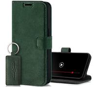 SURAZO Étui de Protection pour Samsung Galaxy A35 - en Cuir véritable - Pliable - avec Aimant, Compartiment pour Cartes, Protection RFID, Fonction Support - Vert foncé