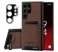 SURAZO Étui en Cuir pour Samsung Galaxy S25 Ultra - avec Protection de l'appareil Photo - Arrière en Cuir véritable - Compartiment pour Cartes - Fonction Support - Anneau Porte-clés - en Cuir