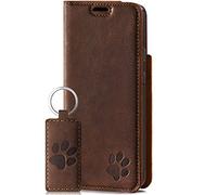 SURAZO Étui magnétique Intelligent pour Samsung Galaxy S21 5G - Étui en Cuir véritable Premium avec Motif Patte - Étui à Rabat avec