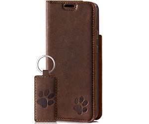 SURAZO Étui magnétique intelligent pour Samsung Galaxy S21 5G - Étui en cuir véritable premium avec motif patte - Étui à rabat avec