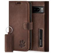 SURAZO Étui Portefeuille pour Google Pixel 8 Pro - Étui de Protection en Cuir véritable avec Motif Patte - Étui à Rabat RFID [Aimant, Fonction Support, Compartiment pour Cartes] Étui à Rabat en Cuir