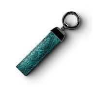 SURAZO® Porte-clés en cuir pour homme et femme - Cordon en cuir véritable - Grand pendentif avec mousqueton en acier inoxydable - Long porte-clés - Cadeau pour femmes et hommes, Ornement turquoise