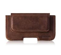 SURAZO Premium 100% Cuir véritable étui Ceinture pour Apple iPhone 15 Pro - étui de Protection Horizontal [étui de téléphone Portable en Cuir] Ceinture Poche Case Case Cover (Noisette)