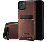 SURAZO Premium Étui de Protection arrière en Cuir véritable pour Apple iPhone 14 - Étui de Protection pour téléphone Portable en Cuir résistant aux Chocs avec [Compartiment pour Cartes, Support,