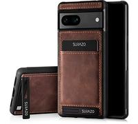 SURAZO Premium Étui de Protection arrière en Cuir véritable pour Google Pixel 7A - Anti-Chocs - avec Compartiment pour Cartes, Support, Porte-clés - Vintage - Marron Noyer