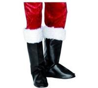Smiffy's Couvre-bottes de Père Noël – Noir avec fourrure – Taille unique