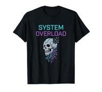 Surcharge du système Cyberpunk Skull Circuit Art T-Shirt Graphique avec Valeur