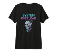 Surcharge du système Cyberpunk Skull Circuit Art T-Shirt Haut de Gamme