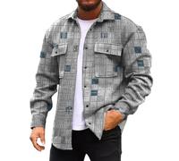 Surchemise Homme Hiver Chaude Flanelle Épaisse Manche Longue Veste Décontractée avec Poches Bucheron Automne Vintage pour Hommes imprimée à Carreaux Boutons Manteau Revers en Velours côtelé Top