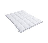 Surconfort de matelas anti-acariens 2 places - 140 x 200 cm - Enveloppe satin 120 fils/cm2 - garnissage 1000gr/m2 - Blanc passepoil bleu - PRESTIGIA