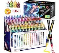Surcotto 168 Couleurs Feutre Acrylique, Acrylic Paint Marker avec Pinceau Flexible, Stylos Acryliques Coloriage pour Adultes, Marqueur Acrylique pour Bois, Pierre, Toile, Céramiqu, Verre