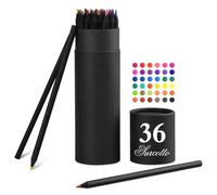 Surcotto crayons de couleur, 36 crayons en boîte pour débutants, crayons de couleur - à base d'huile, couleurs vives, bois noir, pré-taillés.