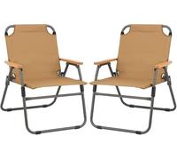 Surdimensionné Portable Folding Camping Chairs 2 Pack - Lightweight High Back Lounge Chairs with Wooden Armrests for Outdoor Adventures, Backpacking, And Travel