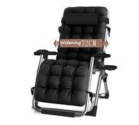 Surdimensionné Zero Gravity Patio Lounger Chaise Chaise pliante Chaises longues Dans Jardin & Extérieur Fauteuil inclinable Plage Prend En Charge 200kg Avec Coussins (Color : Black)