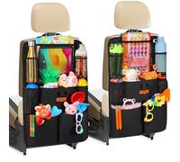 SURDOCA Organiseur de siège de voiture amélioré pour support de tablette jusqu'à 11", 8 poches, rangement de jouets pour enfants, protection imperméable pour siège arrière pour enfants