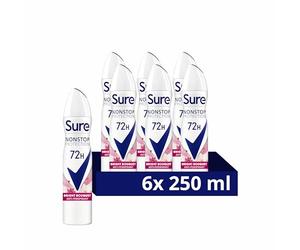 Sure Bright Bouquet Nonstop Protection MotionSense Technology Déodorant Spray Anti-Transpirant Déodorant Aérosol 72h Protection contre la transpiration et les odeurs 6 x 250 ml
