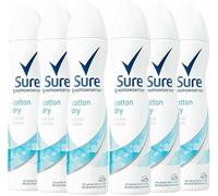 Sure Cotton Dry Lot de 6 déodorants anti-transpirants pour femme Protection contre la transpiration et les odeurs 48 heures 200 ml