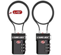 SURE LOCK Cadenas à bagages approuvés par la TSA - Antivol à combinaison à 3 chiffres avec indicateur rouge, grand cadran et bouton facile à presser pour valises et sacs à dos - Lot multiple et