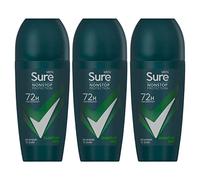 Sure Lot de 3 déodorants anti-transpirants 72H Nonstop Protection contre la transpiration et les odeurs sans alcool avec parfum d'agrumes, épicé et boisé pour homme, 50 ml (Quantum Dry)