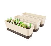 SUREAM Lot de 3 Pots de Fleurs rectangulaires en Plastique pour fenêtre, Rebord de fenêtre, Jardin, Balcon, étagère de Bureau - 30,5 x 9,6 cm